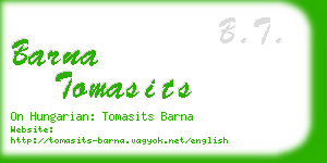 barna tomasits business card